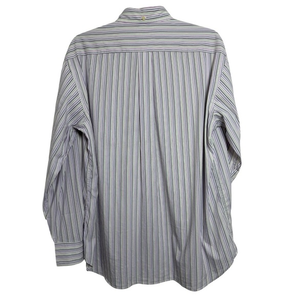 Canali Striped Button Dress Shirt Size Large Made in Italy Long Sleeve Cotton - Picture 5 of 6